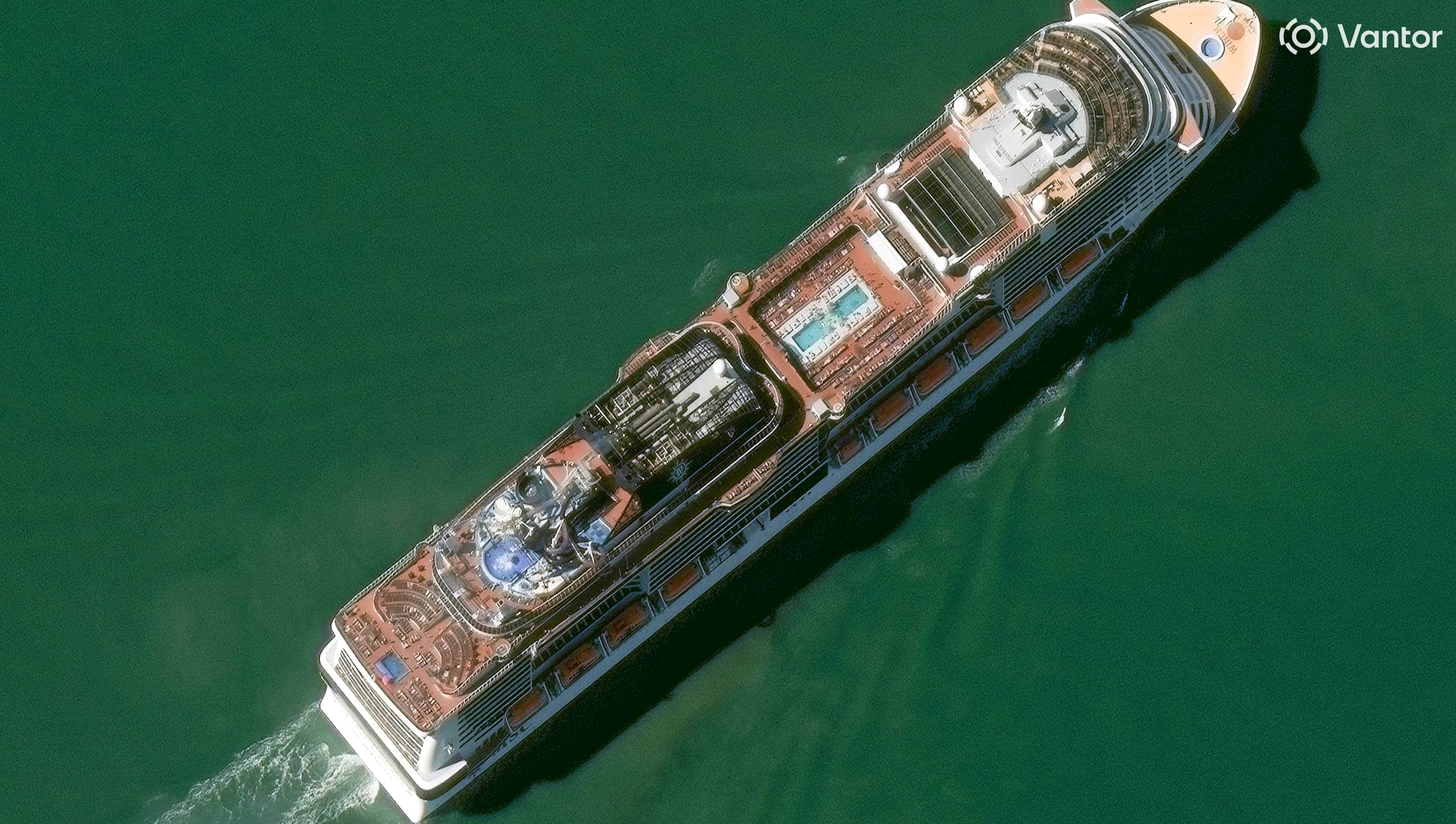 Cruise ship departure at Port Canaveral captured in 30 cm optical detail.