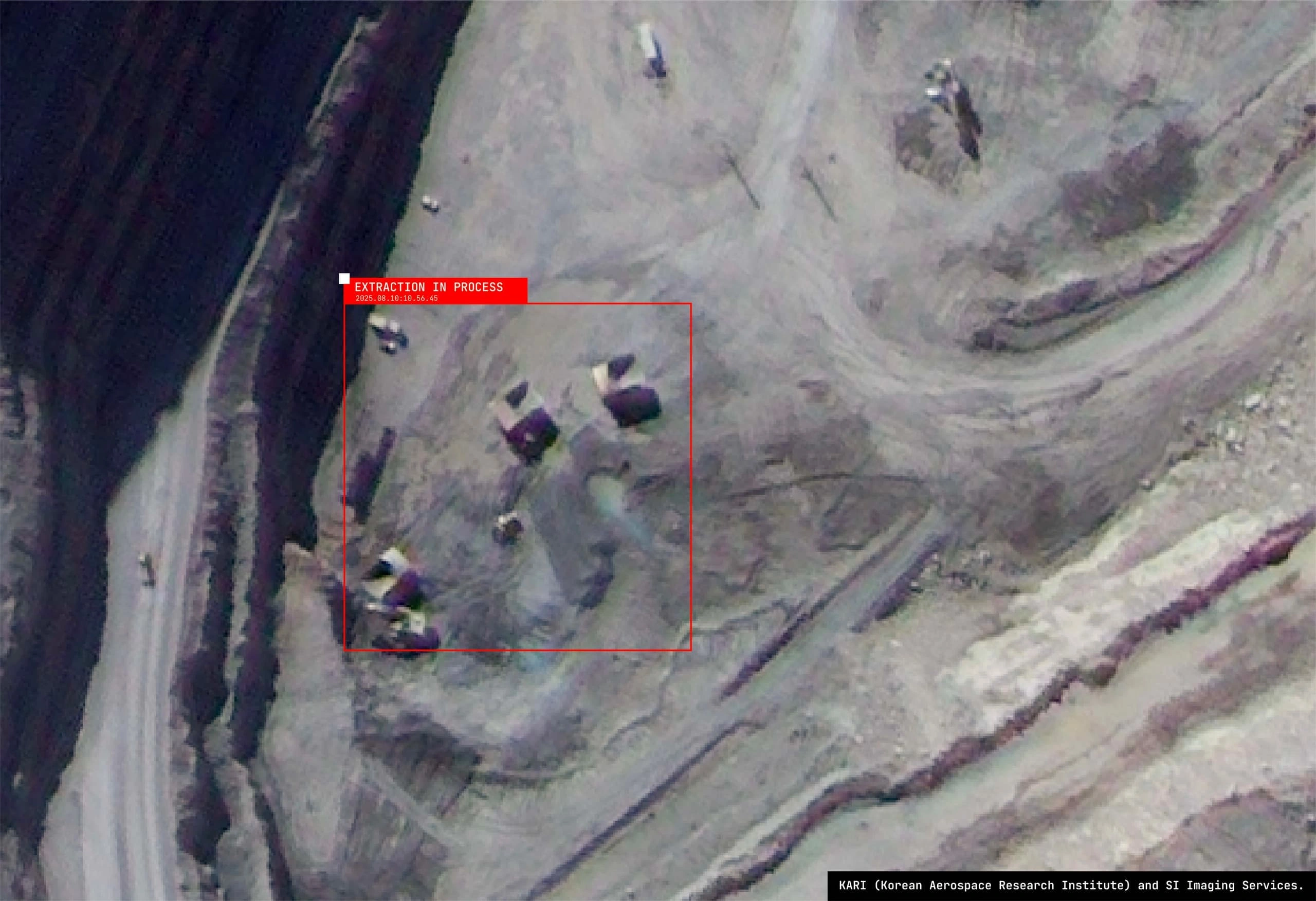 Satellite-based change detection showing ground disturbance