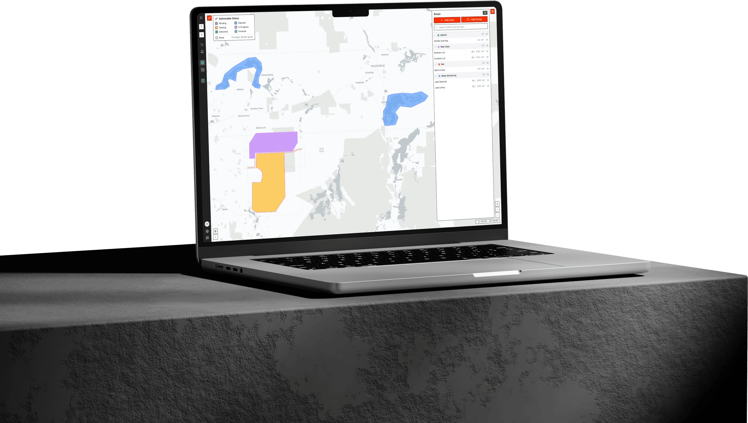 Albatross platform dashboard showing geospatial data management interface