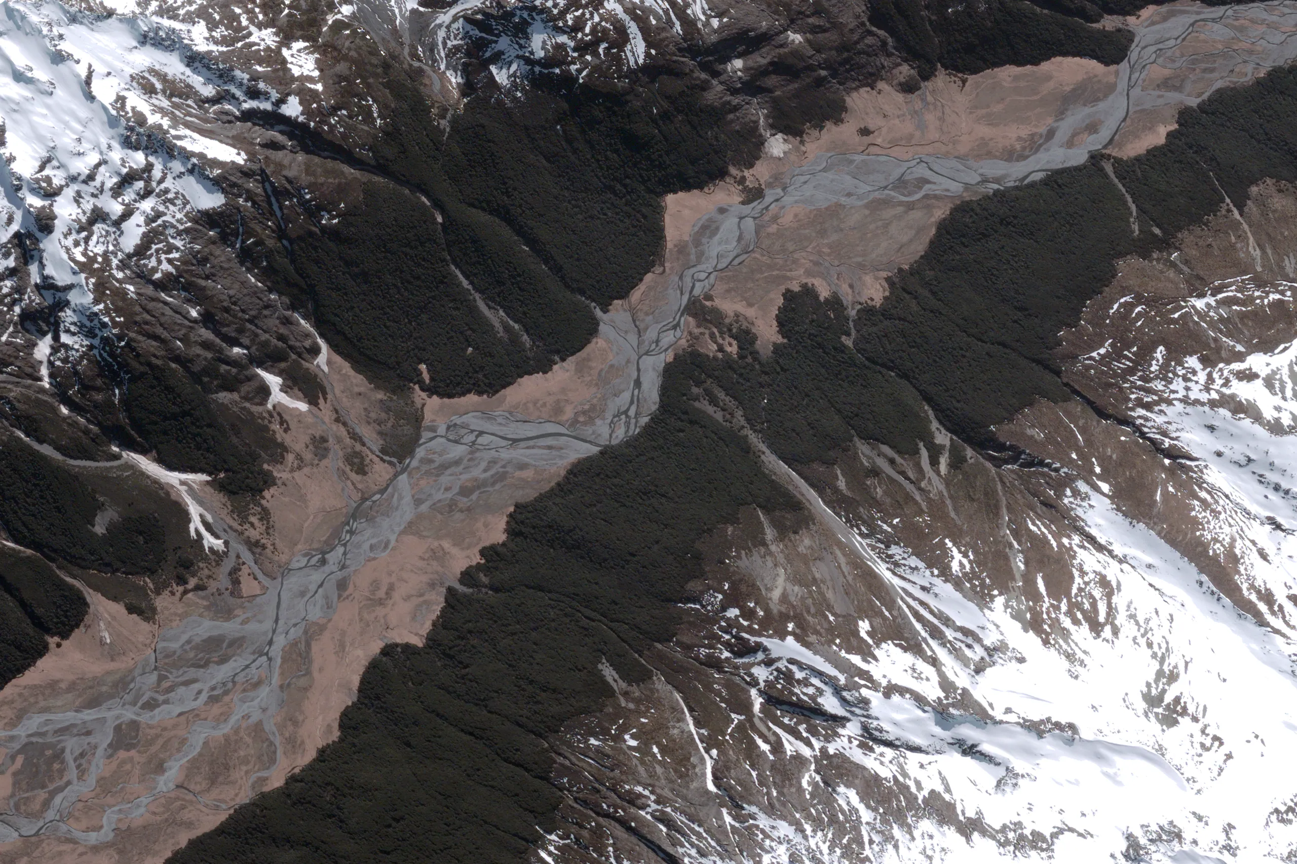 High-resolution satellite imagery of Ahuriri River New Zealand