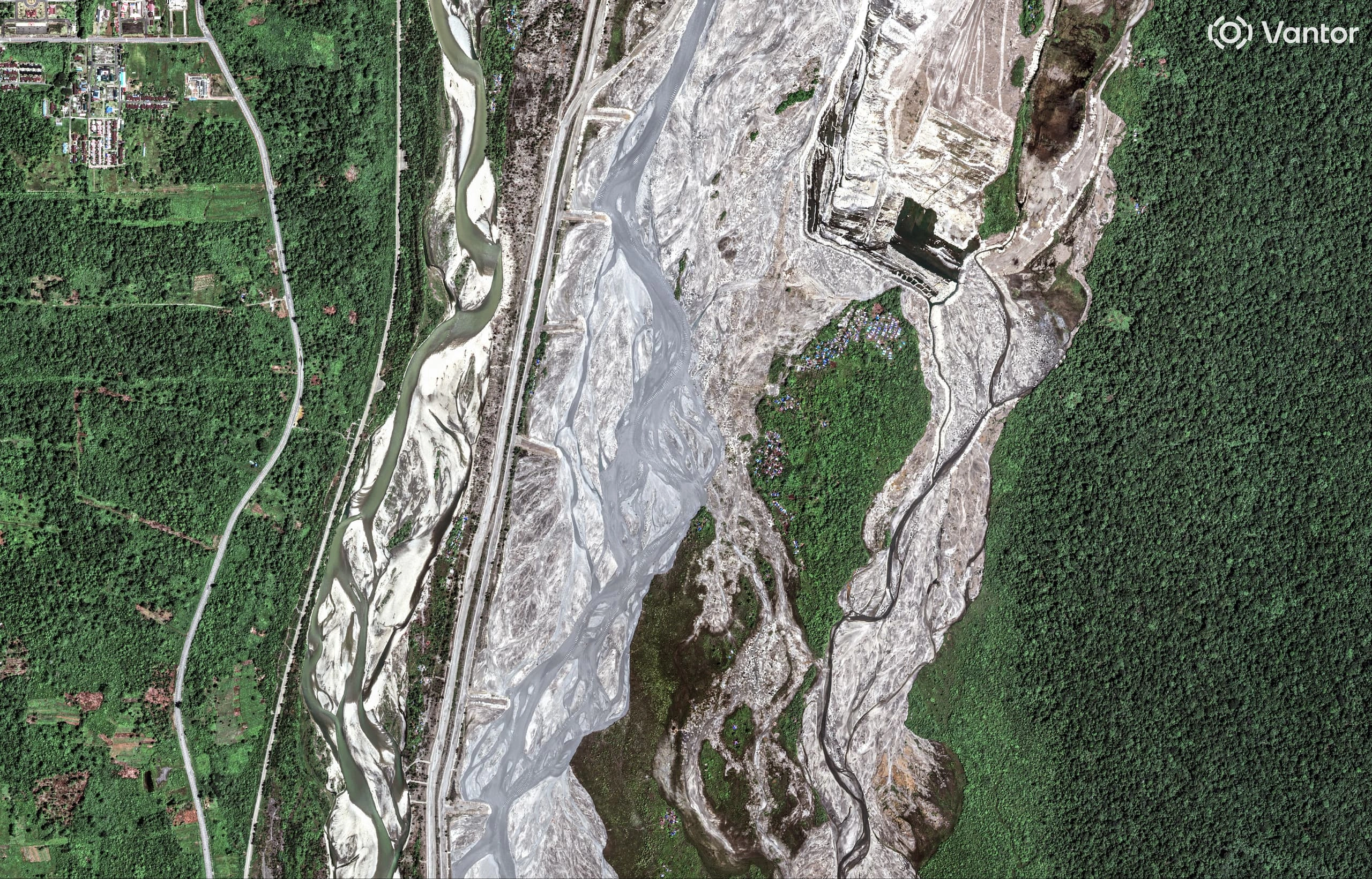 Satellite view of mining operations in Indonesia
