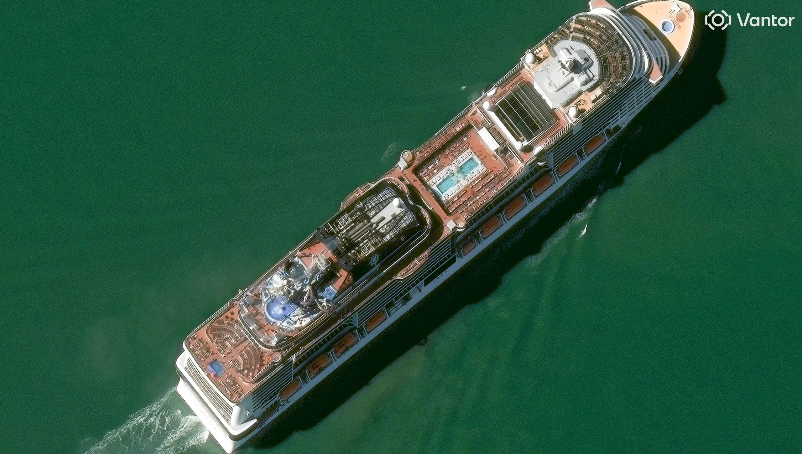 Cruise ship departure at Port Canaveral captured in 30cm optical detail.