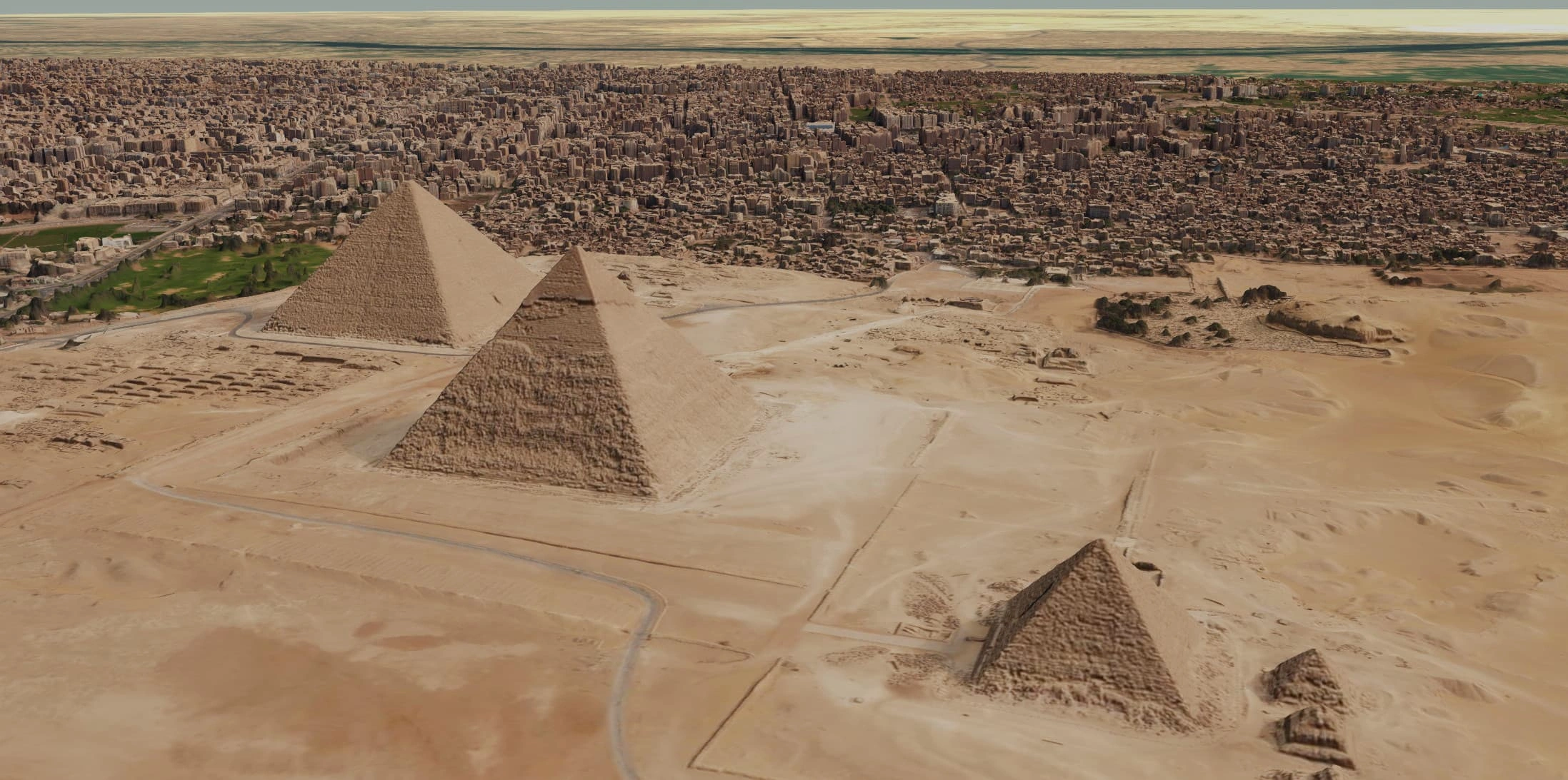 3D reconstruction over the Pyramids of Giza derived from Vantor stereo.