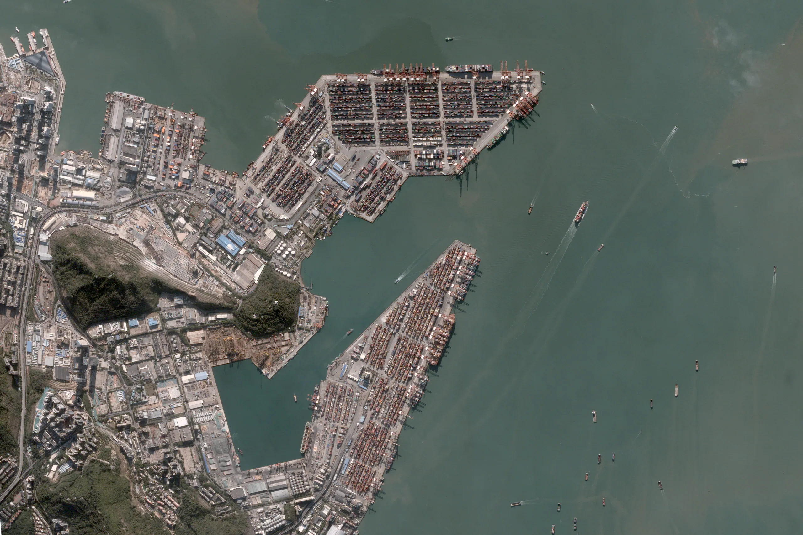 BlackSky imagery showing port logistics at Chiwan Bay, China.