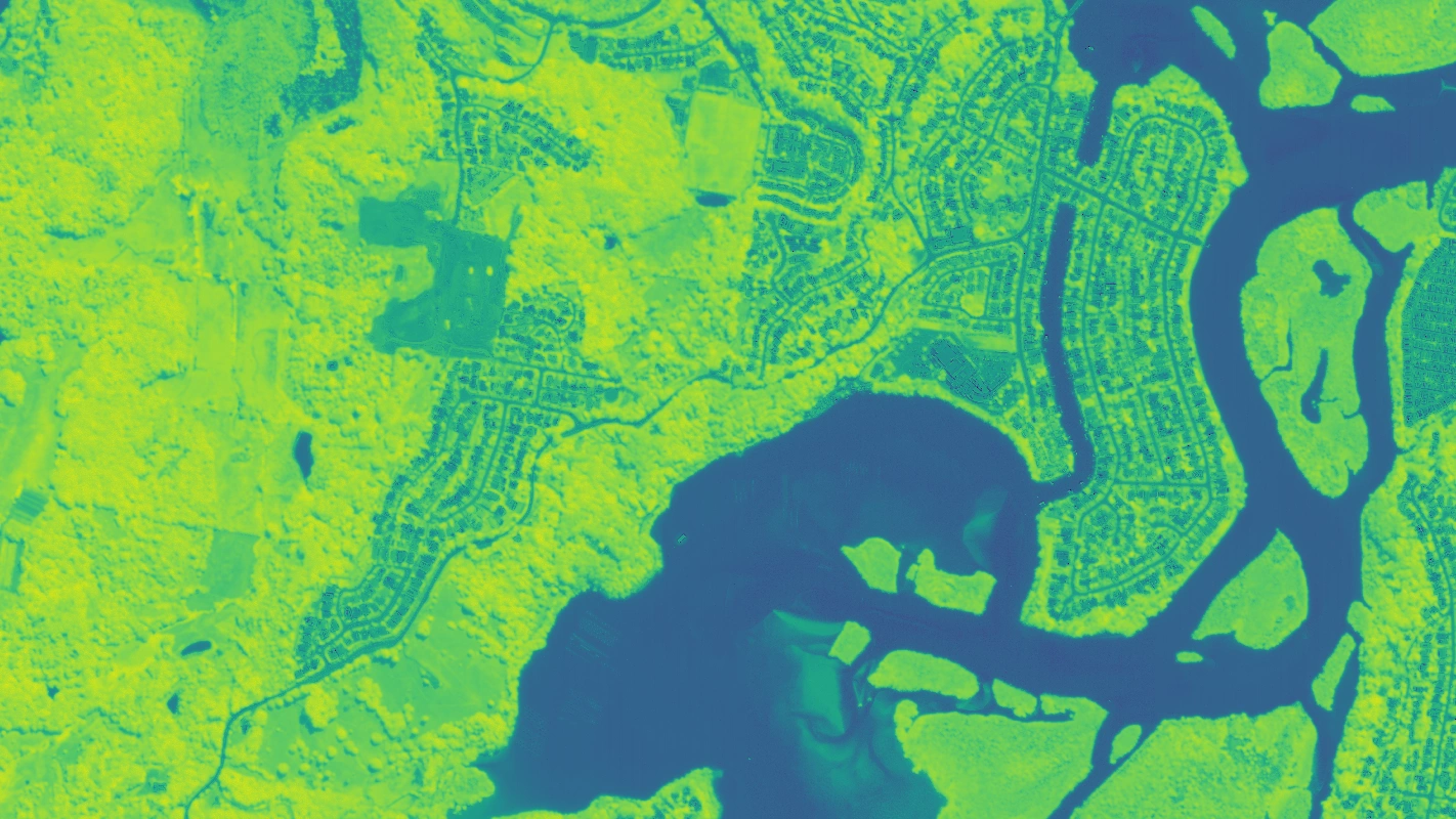 NDWI index over Tweed showing water bodies and coastal features