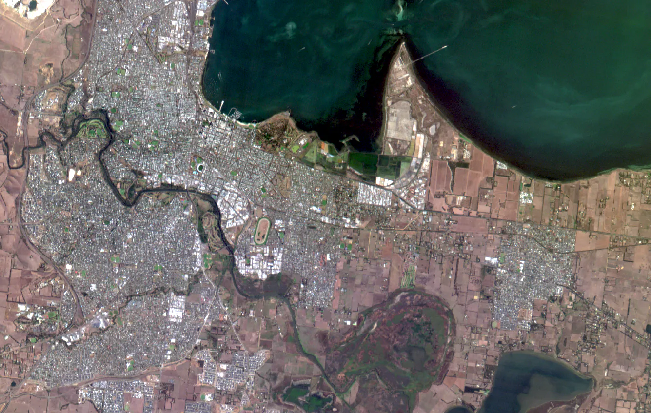 Wyvern hyperspectral imagery - RGB composite over Geelong.