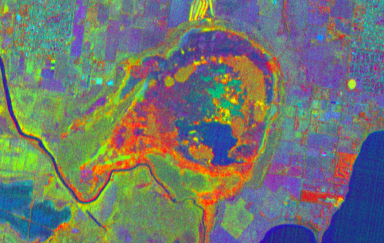 Wyvern red-edge decorrelation stretch revealing vegetation vigour around Geelong.