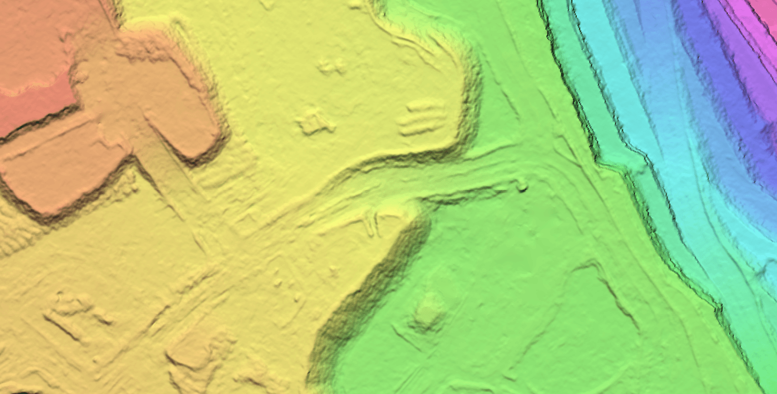 Digital Terrain Model showing bare earth terrain for earthworks analysis.