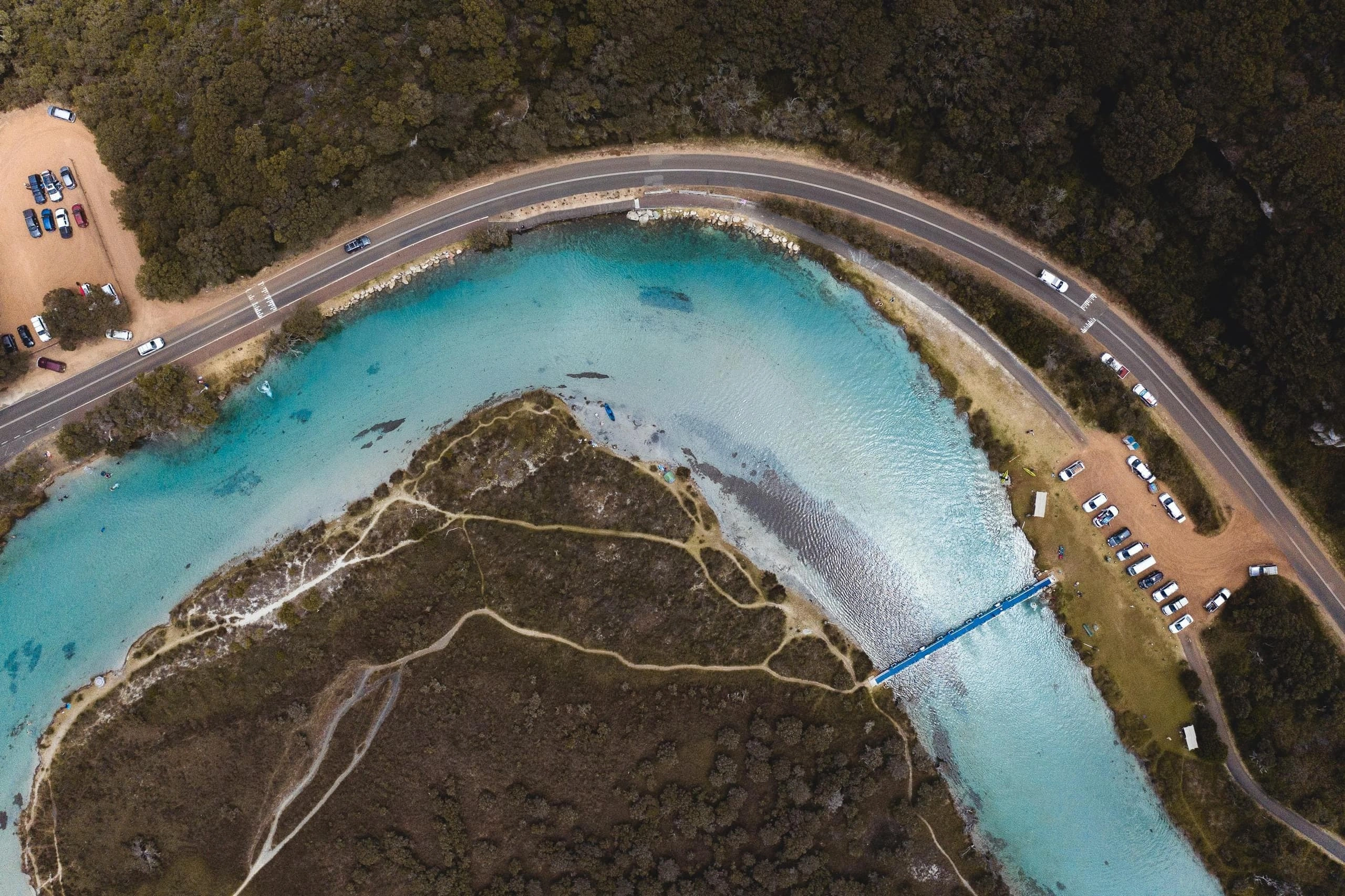 River winding through a natural landscape captured from above
