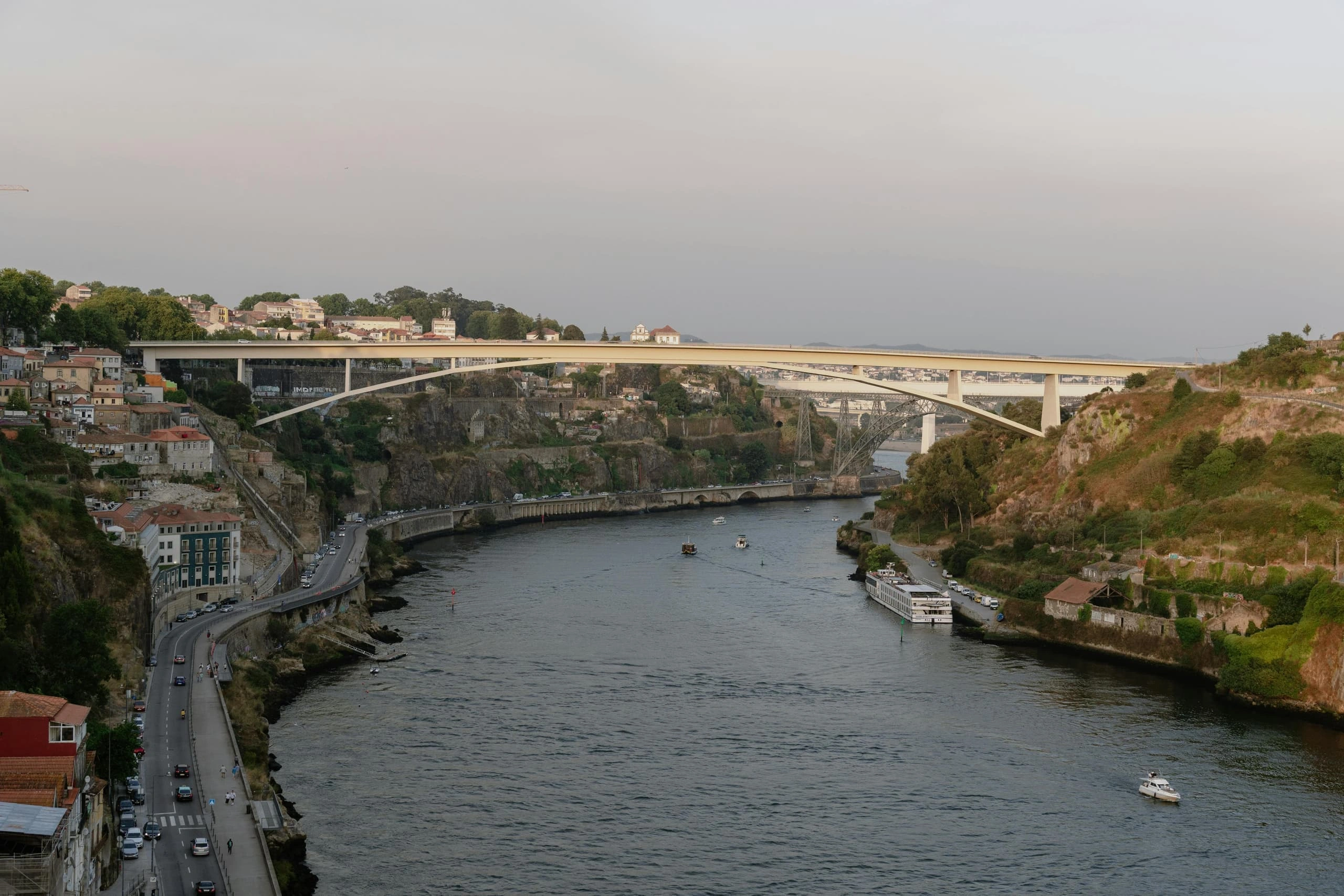 Transport bridge over a river - government infrastructure context